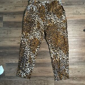 Veronica Beard Okasana leopard Linen Pants Size 12
